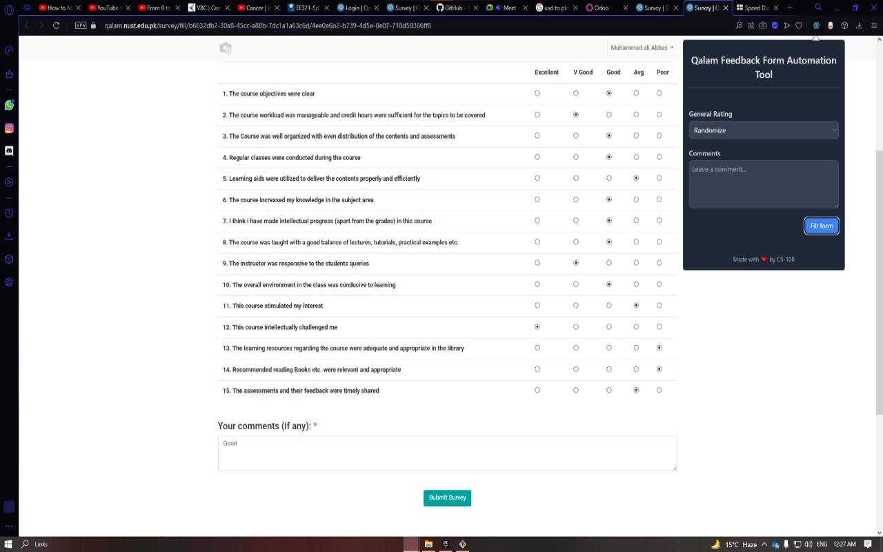 QALAM Feedback Form Automation Tool Preview image 1