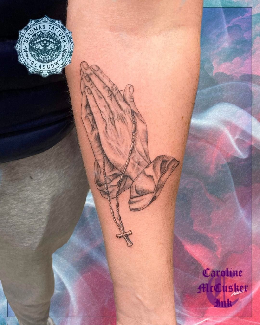 forearm rosary tattoo 