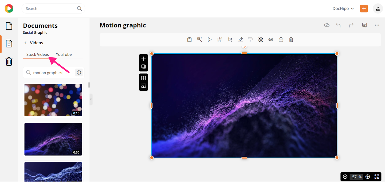 motion graphic design with DocHipo stock videos