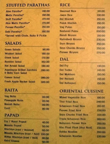 Govinda's menu 