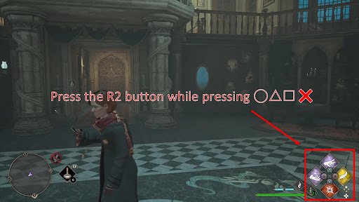 Press the R2 button while pressing ◯△□✖️