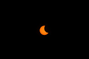 A solar eclipse is observed in Neiva, Colombia, October 14, 2023. 