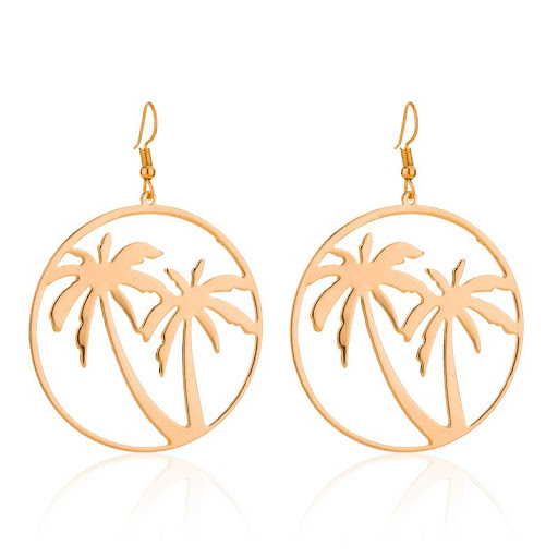 Title 6, Simple and stylish coconut tree earrings. Light...