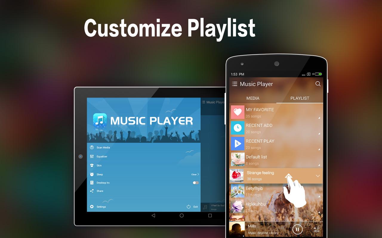 Плейлист. Mp4 плеер. Music Player версия 1,5. Mp3 плеер for Android на смартфоне андроид. Новейшая музыка на андроид