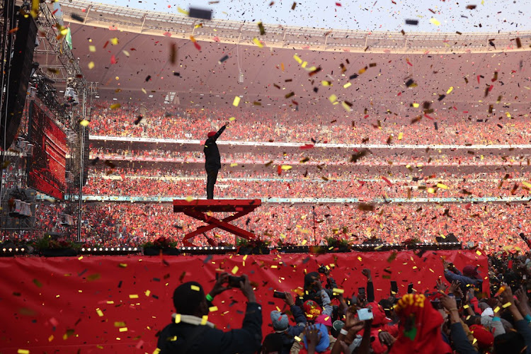 EFF leader Julius Malema delivered the keynote address at the party’s 10th birthday celebration at FNB Stadium in Nasrec, Johannesburg, on July 29 2023.