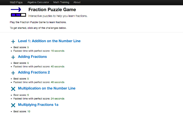 Fraction Puzzle Game