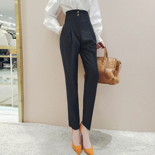 Title 4, Womens High-Waist Slim-fit Black All-match Pan...