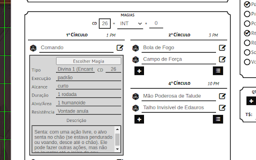 Roll20: Grimório do Tormenta20