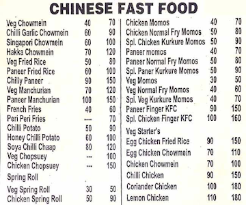 Thapa Chinese Fast Food menu 