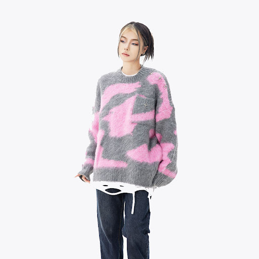 Title 7, Mens Color Blocking Mohair Cross Slouchy Sweat...