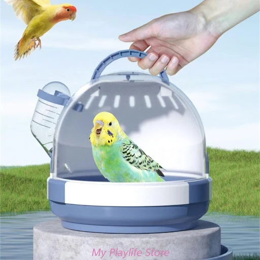 Portable Clear Bird Carry Case Transport Cage Parrots Carrier for Travel&Outdoor Safe Door Lock Small Pet Accessories