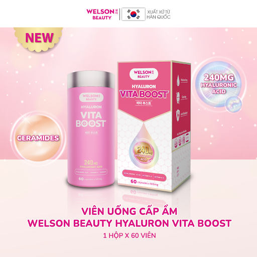 Viên uống WELSON BEAUTY Hyaluron Vita Boost 240mg (Hộp 60 viên)