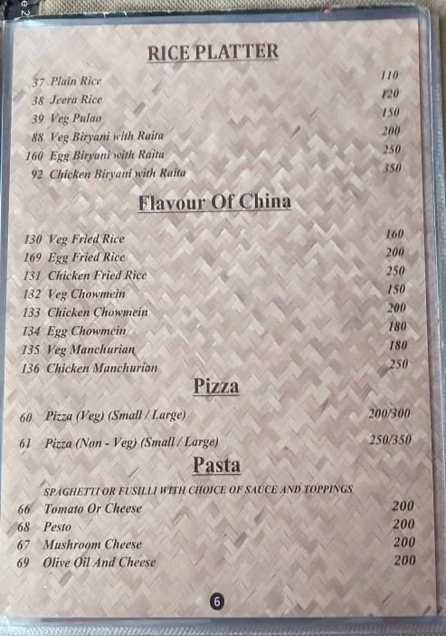 Fire & Ice menu 