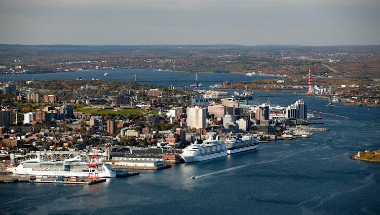An aerial view of the Halifax waterfront. 