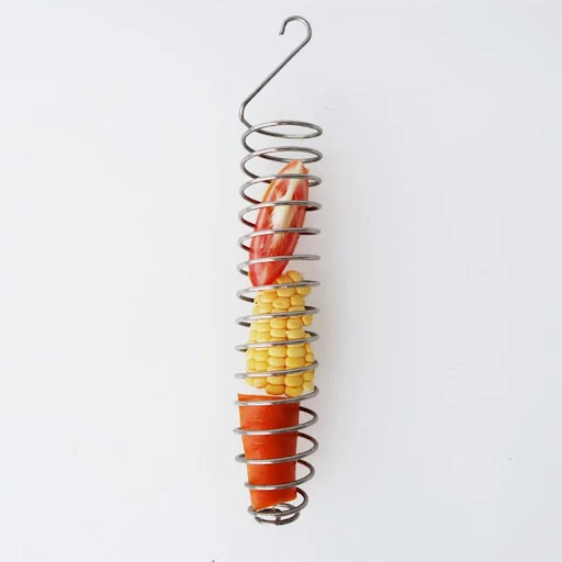 Parrot Bird Food Fruit Basket Toys Stainless Steel Feeding Device Birds Cage Feeder