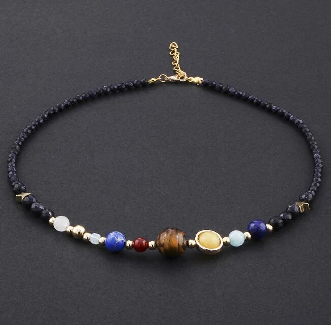 Cosmic Galaxy Solar System Eight Planet Necklaces