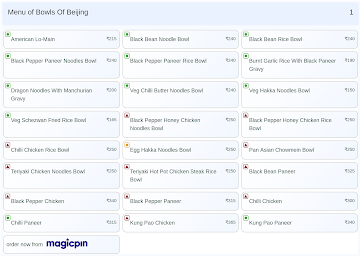 Bowls Of Beijing menu 