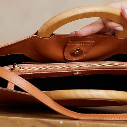 Title 3, Wooden Handle Fan Bag Keep Cool Stylishly Durab...