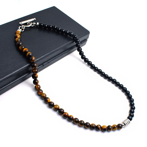 Title 1, Stainless Steel Tiger Eye Map Stone Necklace — ...