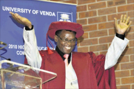 Mr Thomas Hasani Chauke receiving a Honorary Degree (Doctor of Philosophy in Xitsonga) at the University of Venda Graduation Ceremony, Thohoyandou, Limpopo on 21/05/2010