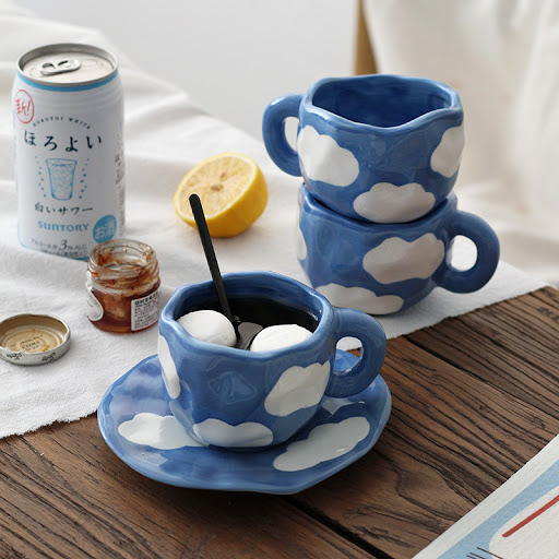 Title 4, Blue Sky and White Clouds Coffee Cup and Saucer...