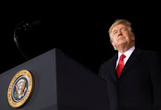 Donald Trump addresses a campaign rally in Dalton, Georgia, U.S.