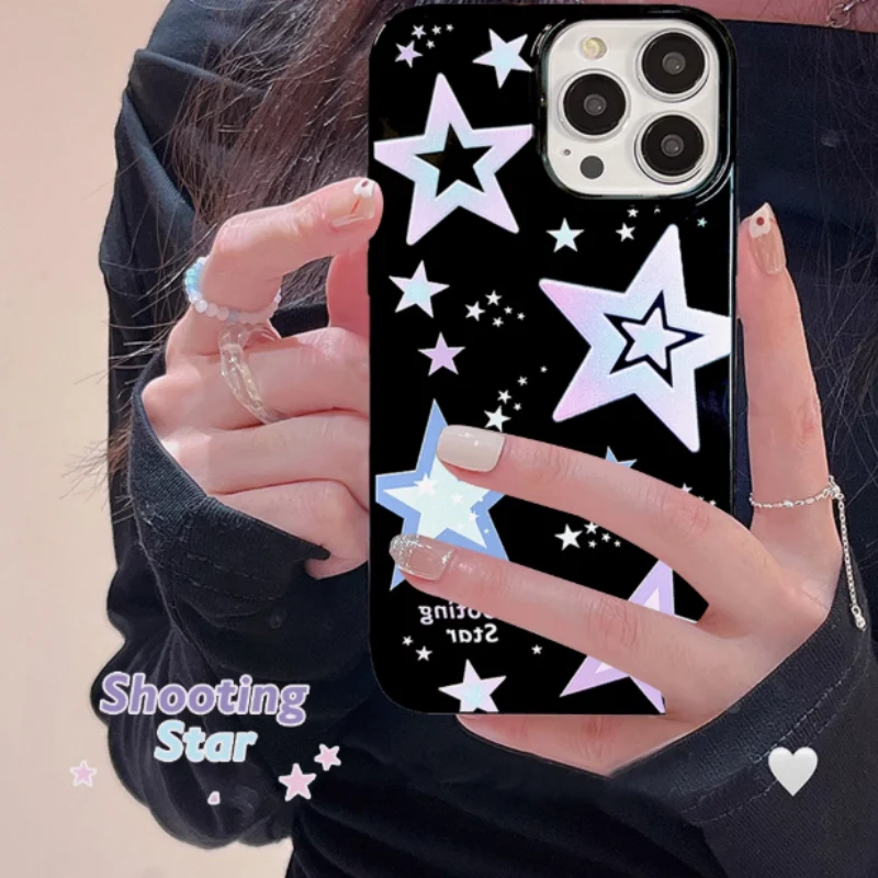 Creative Niche Purple Star Mobile Phone Case. Protect your phone in style. Unique design featuring purple stars, perfect