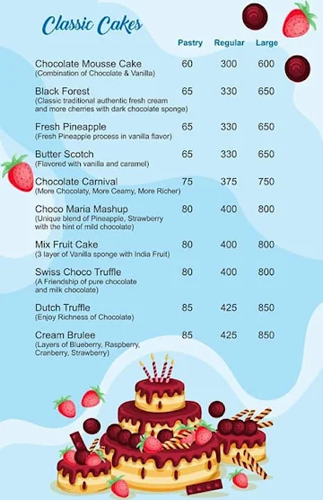 The Shivaay Cake & Bake menu 