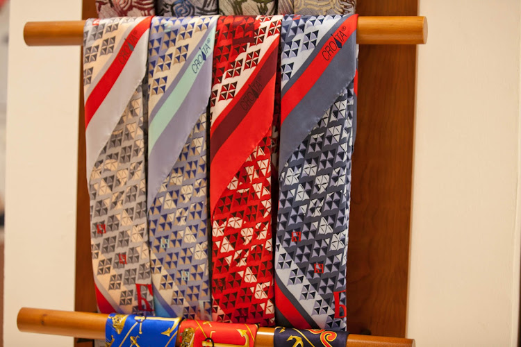 Men's ties for sale at Croata, 2 Pred Dvorom (Stari grad), Dubrovnik, Croatia. 