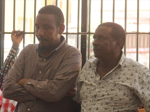 Suspects Hassan Borow Khamis and Dumul Haji Osman in a Malindi court, Tuesday, December 4, 2018. /ALPHONCE GARI