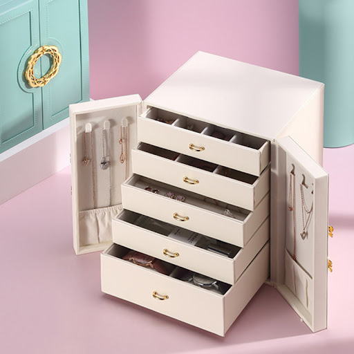 Title 2, Multi-layer Cosmetic Storage Box Leather Jewelr...