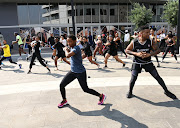 Thuso Mbedu at Sandton Hotel teaching some of the moves she learned while training for The Women King movie.