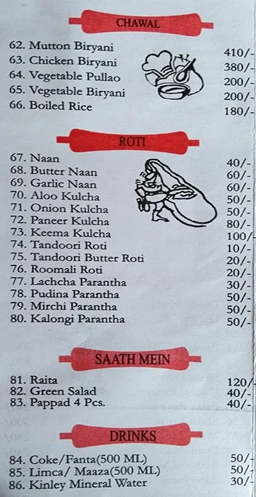 Shikhara menu 