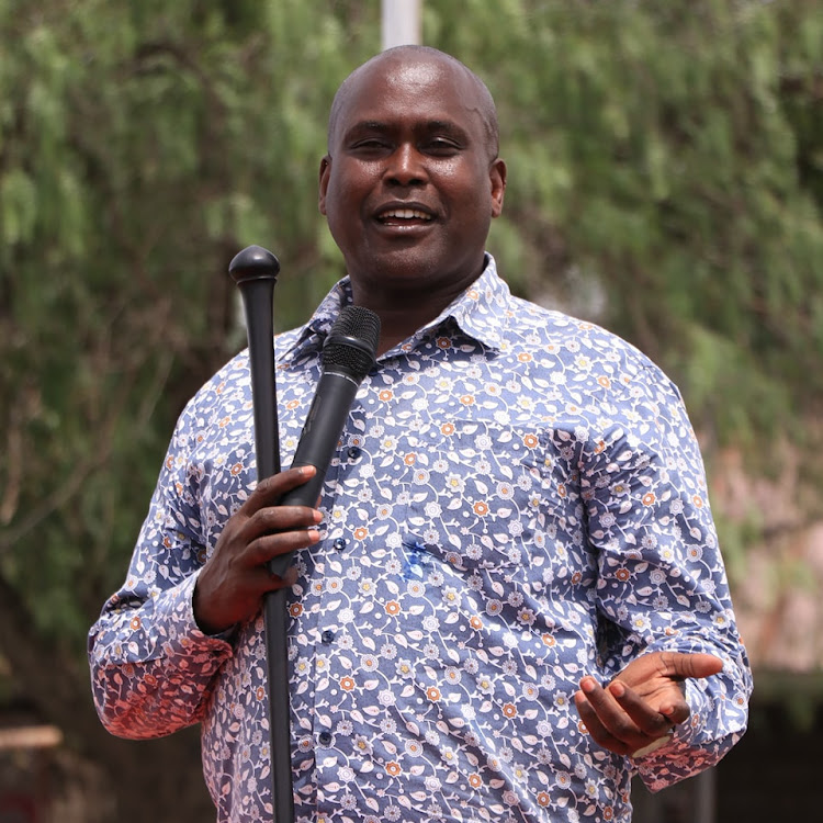 State House Comptroller Katoo ole Metito at Enkasiti Primary School in Kitengela on April 4.