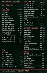 Kapoor's Pavilion Family Restaurant menu 1