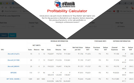 Ecommerce Tally eVanik