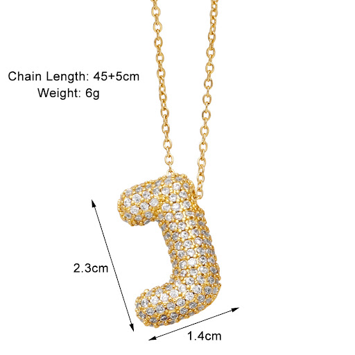 Title 12, 26 English Letter Necklace for Women, Inlaid Zi...