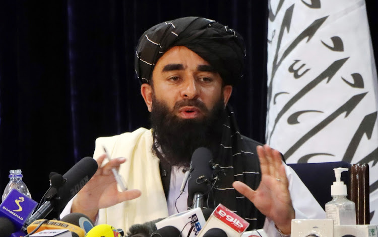 Taliban spokesman Zabihullah Mujahid speaks during a news conference in Kabul, Afghanistan on August 17, 2021.