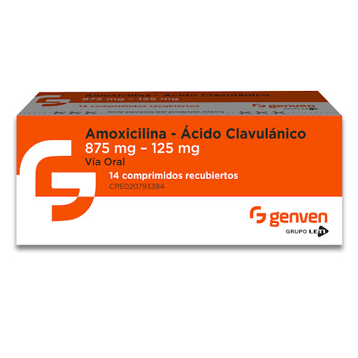 Amoxicilina + Ácido Clavulánico 875mg/125mg Genven Caja x 14 Comprimidos    