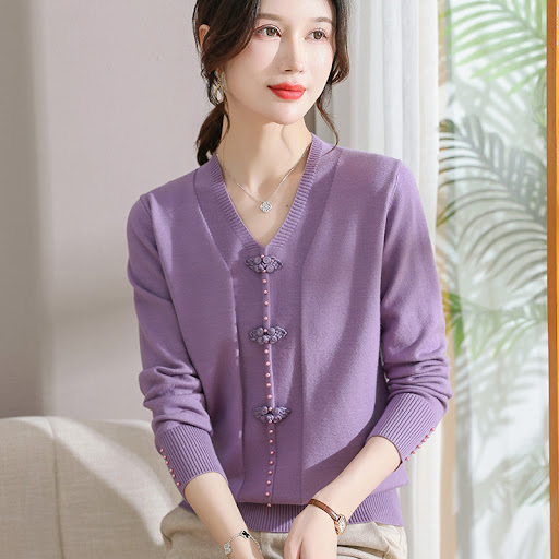 Title 2, Korean Loose And Lazy Style V-neck Sweater