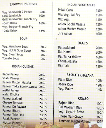 Maharaja Food menu 