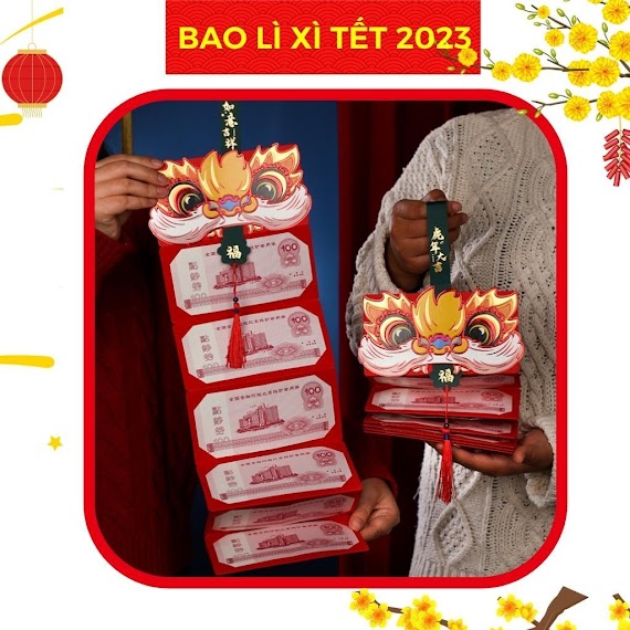 Bao Lì Xì Tết Đỏ May Mắn Hoạt Hình Đầu Mèo Nhiều Ngăn, Bao Lì Xì Tết Năm 2023 Mẫu Mới Năm Nay, Trang Trí Tết