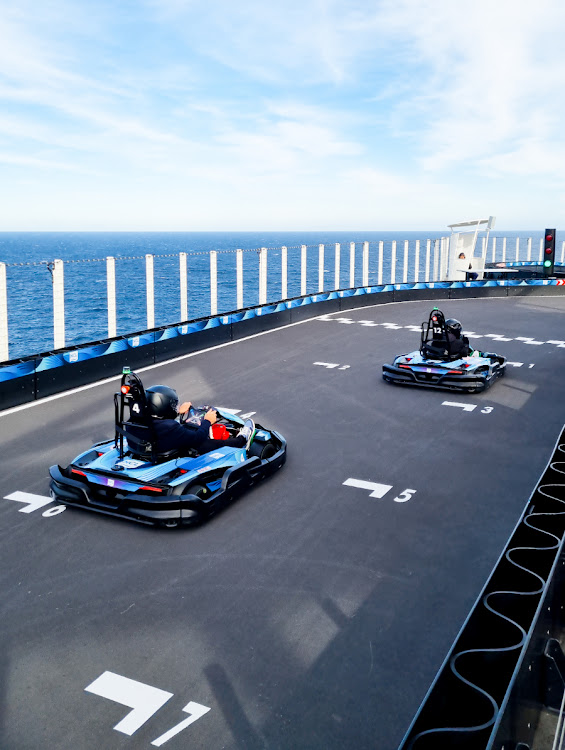 The Prima Speedway track stretches to 420m with a dozen all-electric karts speeding around at up to 40km/h.