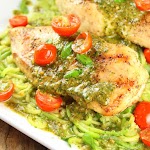 Mozzarella and Pesto Stuffed Chicken with Zucchini Noodles was pinched from <a href="http://tasteandsee.com/pesto-stuffed-chicken-zoodles-recipe/" target="_blank">tasteandsee.com.</a>