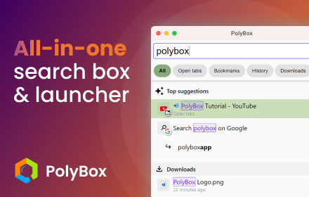 PolyBox - Search tabs, bookmarks, history, downloads, launcher & dashboard small promo image