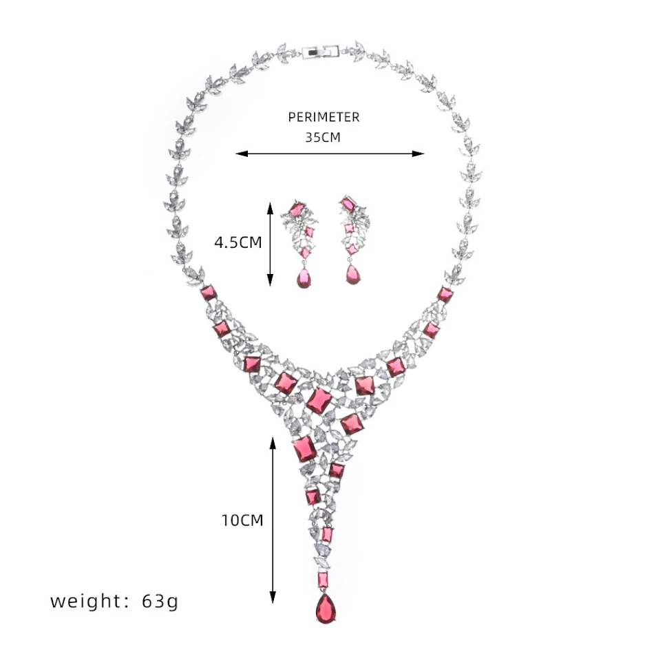 Bruids ketting oorstud kleur zirkonia ketting set voor trouwjurk oorbellen accessoires perfect voor de bruid op haar speciale dag