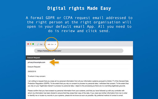 Opt Out - send GDPR and CCPA data requests