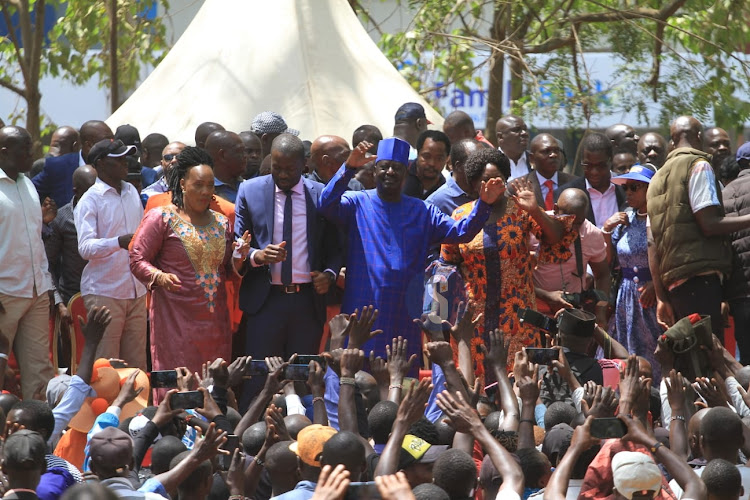 Azimio principals led by Raila Odinga at Jevanjee garden during the National Prayer Day on February 22.