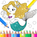 Icon mermaid coloring book glitter