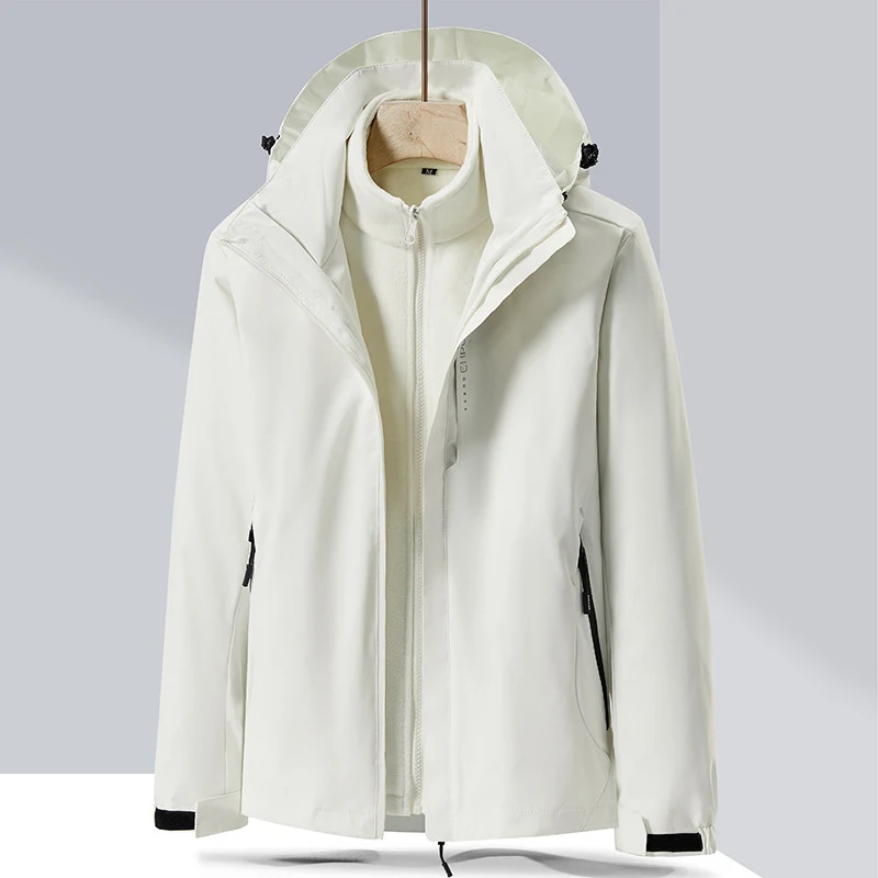 Three-in-One Removable Two-Piece Thickened Waterproof Breathable Mountaineering Suit. Provides ultimate protection and c